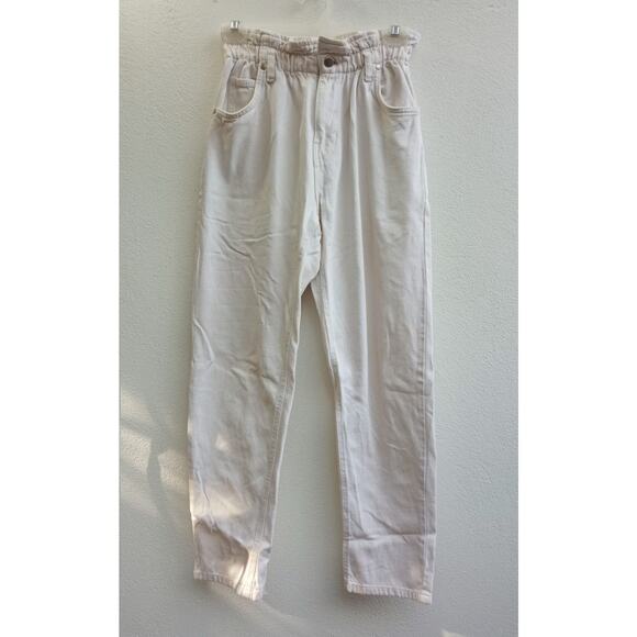 Forever 21 Paperbag Waist Straight Jeans Women's Tan High Rise 2-Button Size S - Picture 1 of 8